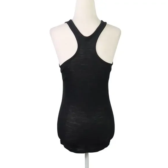 Ibex The Art of Wool Black Wool Racerbank Tank Top Womens Small - Picture 3 of 5